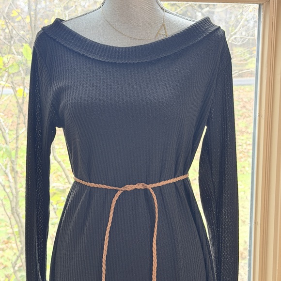 Blakeley New black waffle knit long sleeve oversized sweater dress - Picture 2 of 7